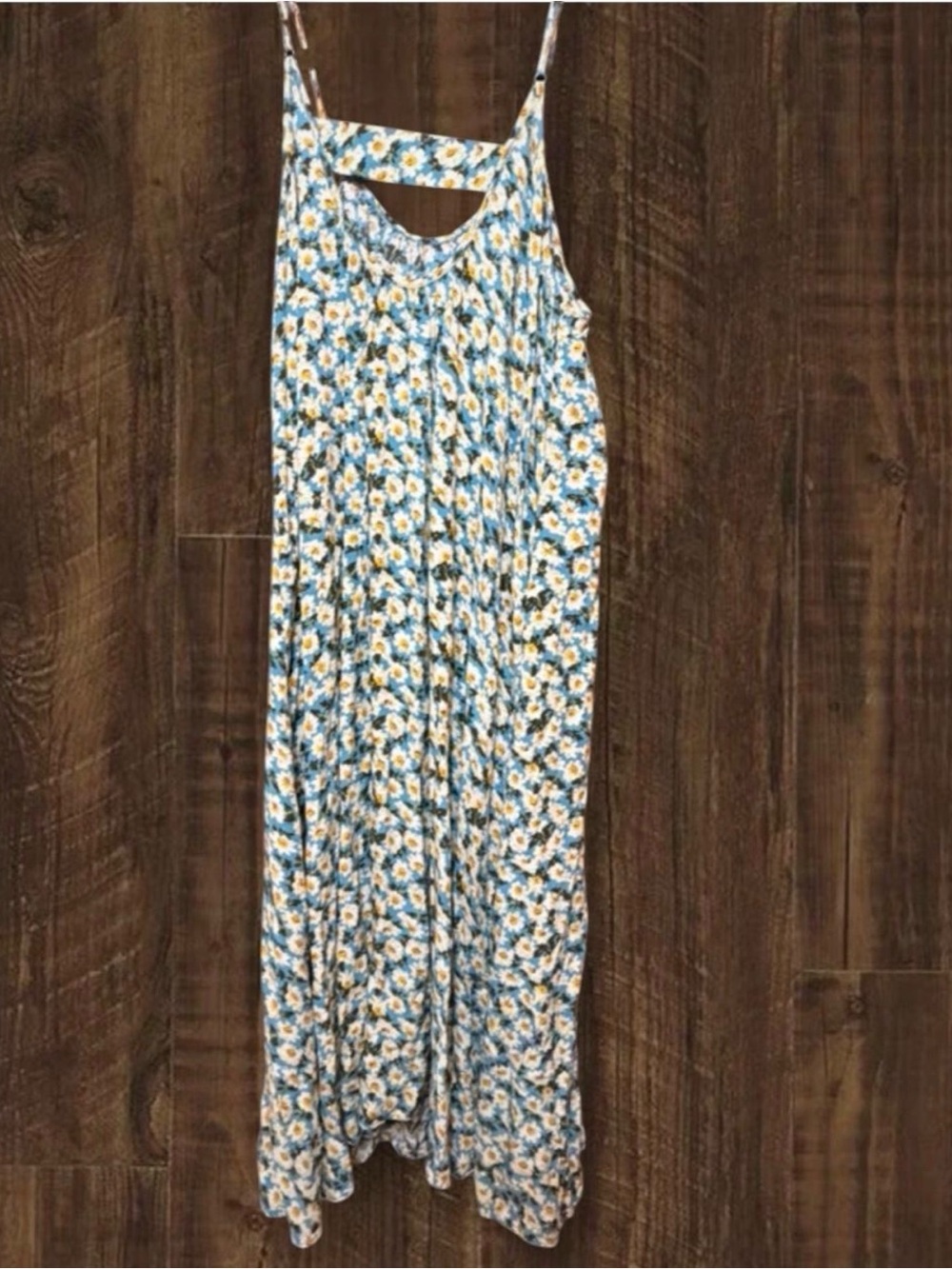 NATURAL LIFE Blue Floral Sundress with White and Yellow Daisies